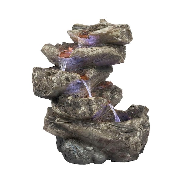 22 in. Tall Indoor/Outdoor 5-Tier Rainforest Waterfall Fountain with LED Lights