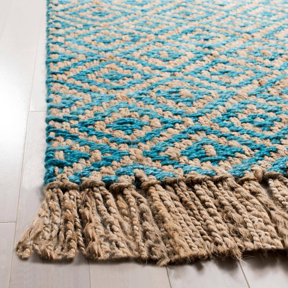 Natural Fiber NF266 Hand Woven Indoor Area Rug - Turquoise/Natural - 5'x8' - Safavieh.