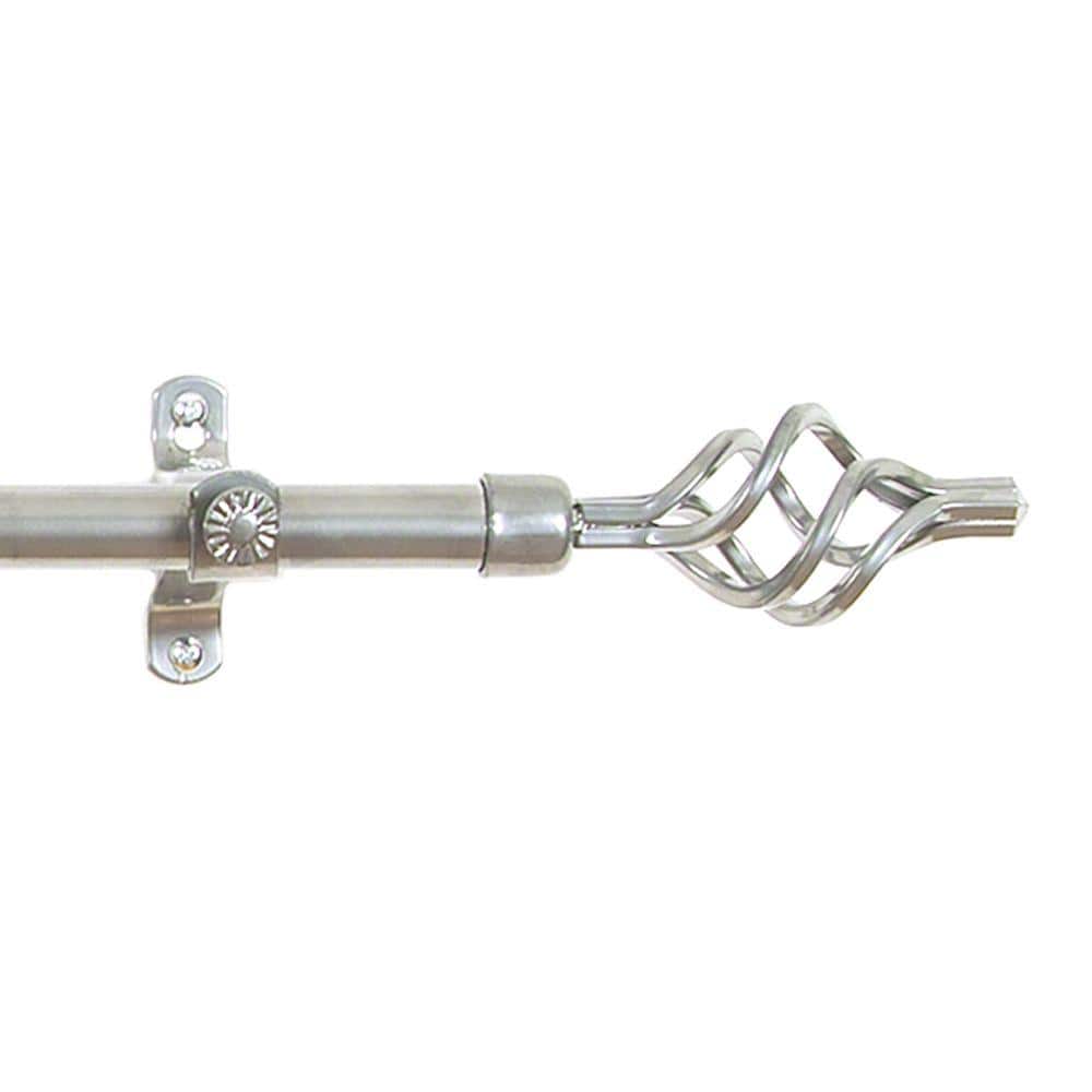 Achim Decorative Rods: Metallo Lexus Silver Curtain Rod with Metal Birdcage Finials - Adjustable Size: 48" x 86"