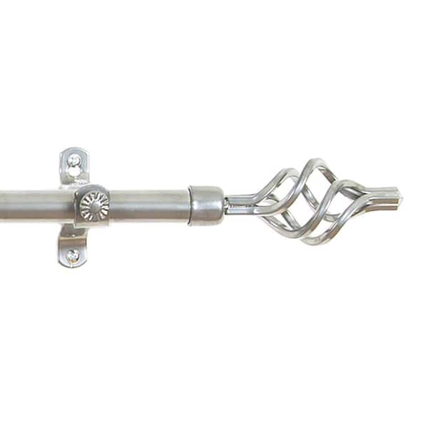 Metallo Lexus 66 in. - 120 in. Adjustable 3/4 in. Single Curtain Rod in Silver Lexus Finials