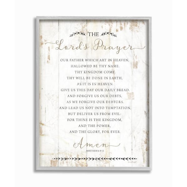 Stupell Industries 16 in. x 20 in. "The Lords Prayer Our Father Rustic Gray Farmhouse Rustic Framed Wall Art" by Jennifer Pugh