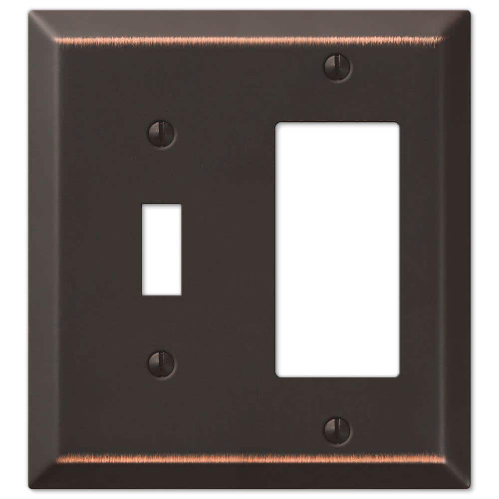 Aged Bronze 2 Gang Steel Rocker/Toggle Wall Plate