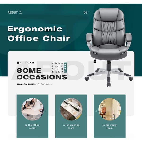 LACOO Black Big and High Back Office Chair, PU Leather Executive Computer  Chair with Lumbar Support T-OCBC7000 - The Home Depot