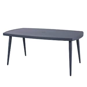 Gray Rectangle Aluminum Outdoor Dining Table