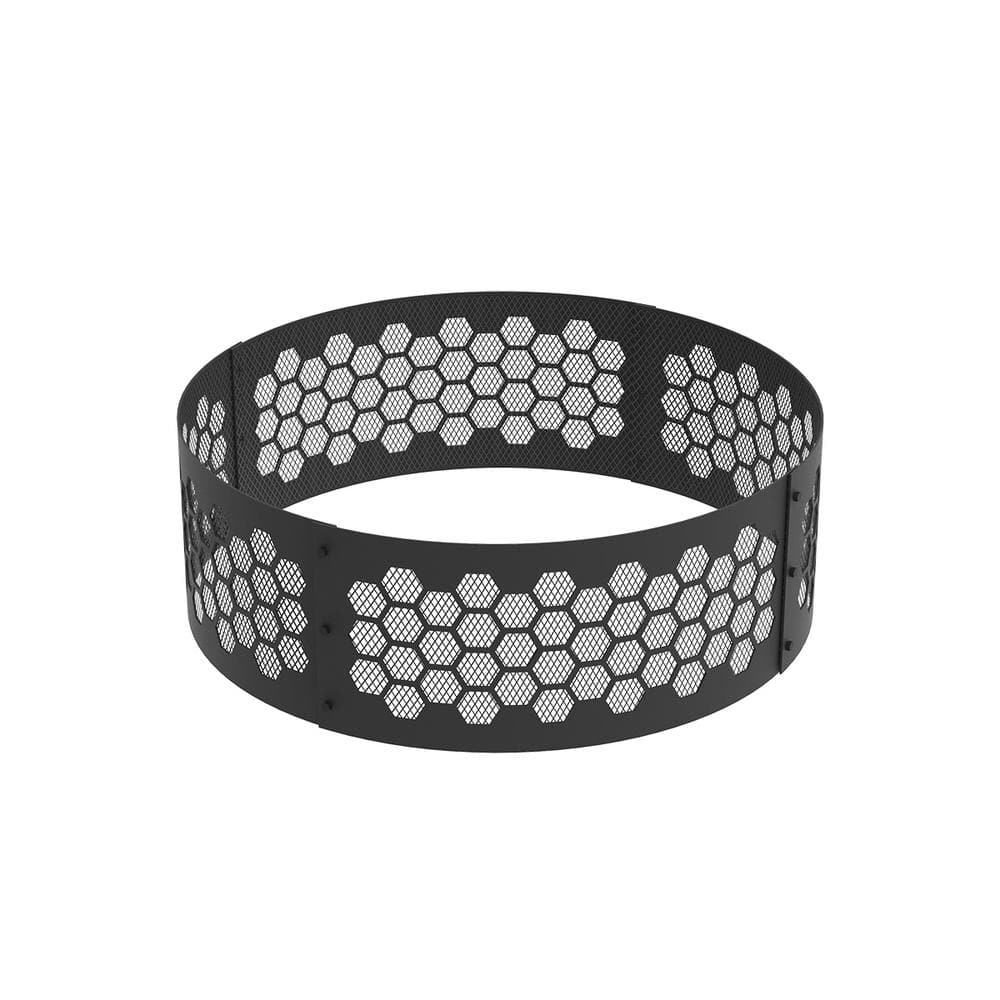 36" Black Steel Honeycomb Design Fire Pit Ring