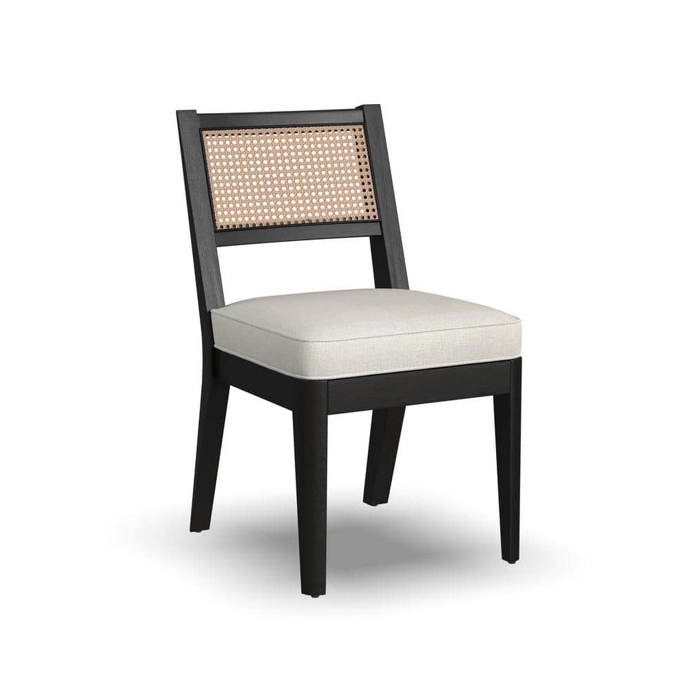 Brentwood Black Wood and Cane Armless Side Chair