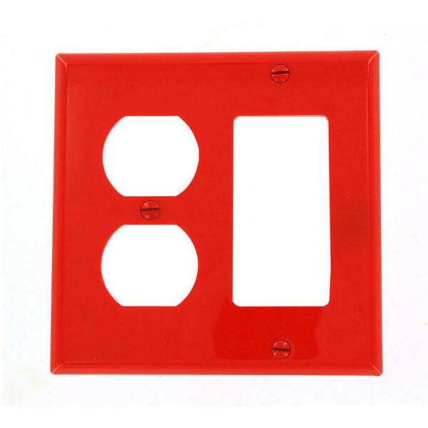 Leviton Red 2-Gang 1-Decorator/Rocker/1-Duplex Wall Plate (1-Pack)