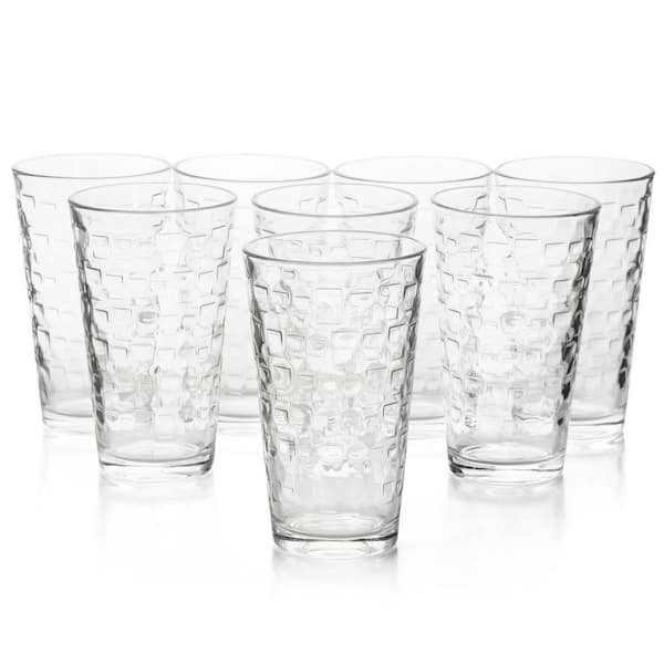 Circleware Plum Spectrum 16 Piece Set of 8-17 oz Tumblers + 8-13 oz DOF  Whiskey Glasses 