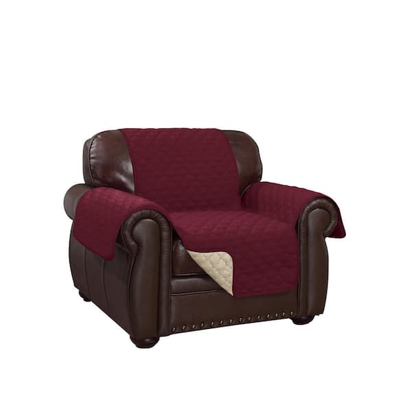 J&V TEXTILES Red Microfiber Water Resistant Reversible Chair Slipcover