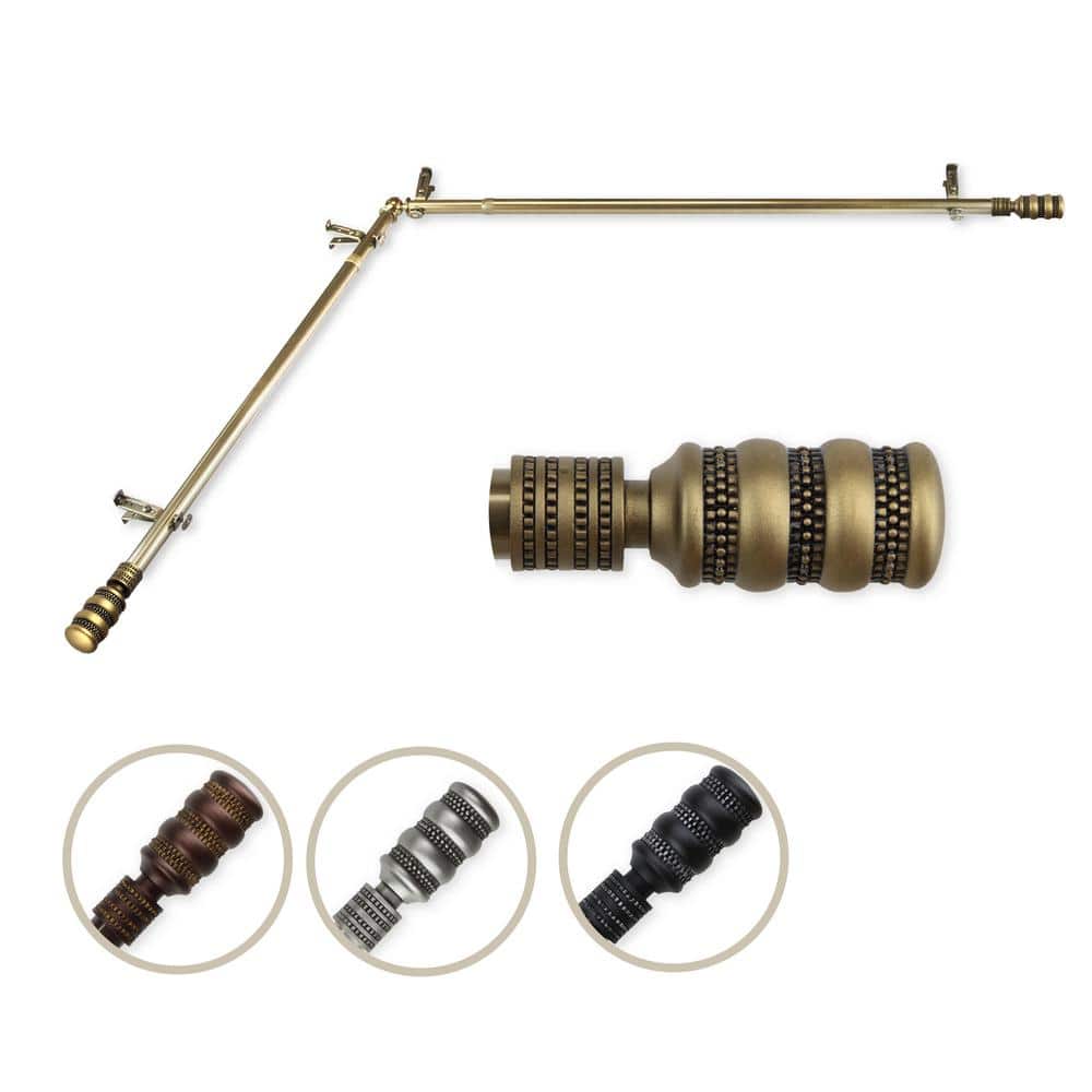 "13/16"" Dia Adjustable 48"" to 84"" Single Corner Window Curtain Rod in Antique Brass with Dollop Finials" price history on PriceWatchPro