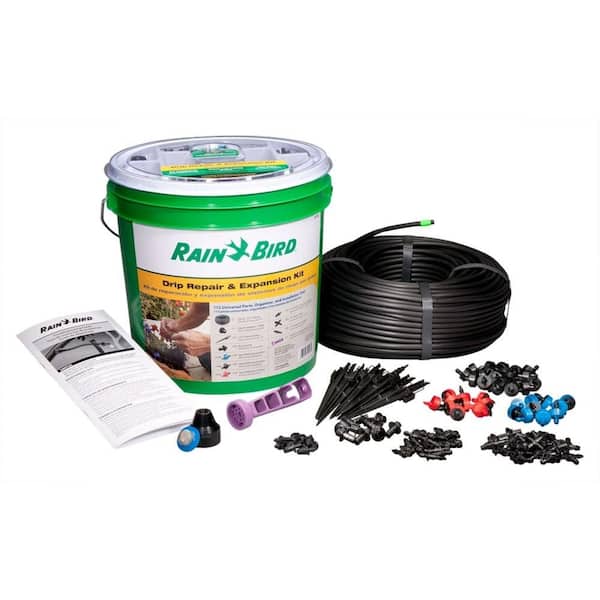 Rain Bird Drip System Expansion and Repair Kit in a bucket