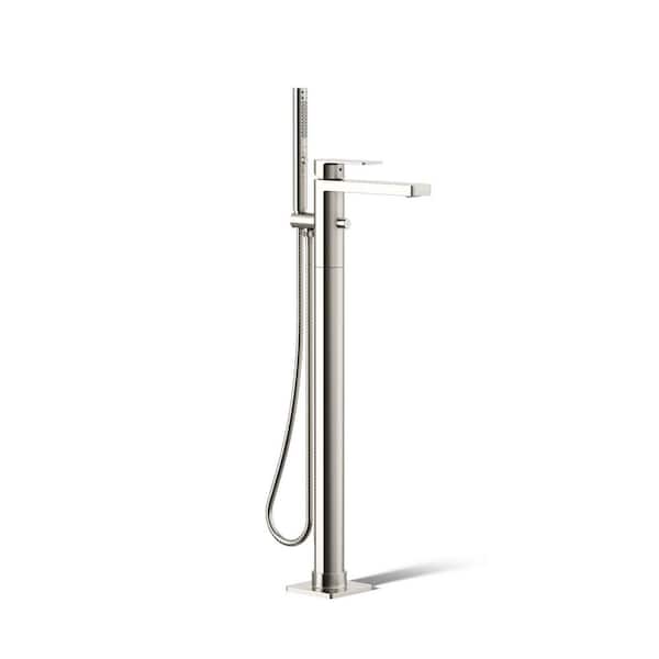 KOHLER Parallel Floor-Mount Bath Filler Trim With Handshower in Vibrant Polished Nickel