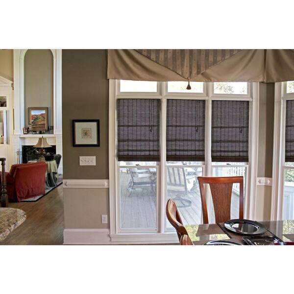 Home Decorators Collection Espresso Beveled Reed Weave Bamboo Roman Shade - 58 in. W x 72 in. L (Actual Size 57.5 in. W x 72 in. L)