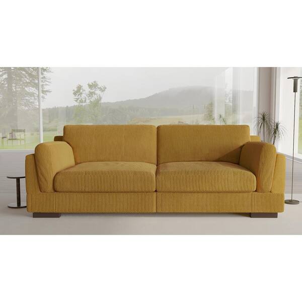 Uixe 90 in. Square Arm Corduroy Fabric Rectangle Upholstered 2 