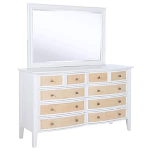 Bexhill White 10-drawer 65 in. Dresser with Mirror