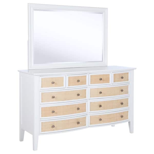 Bexhill White 10-drawer 65 in. Dresser with Mirror