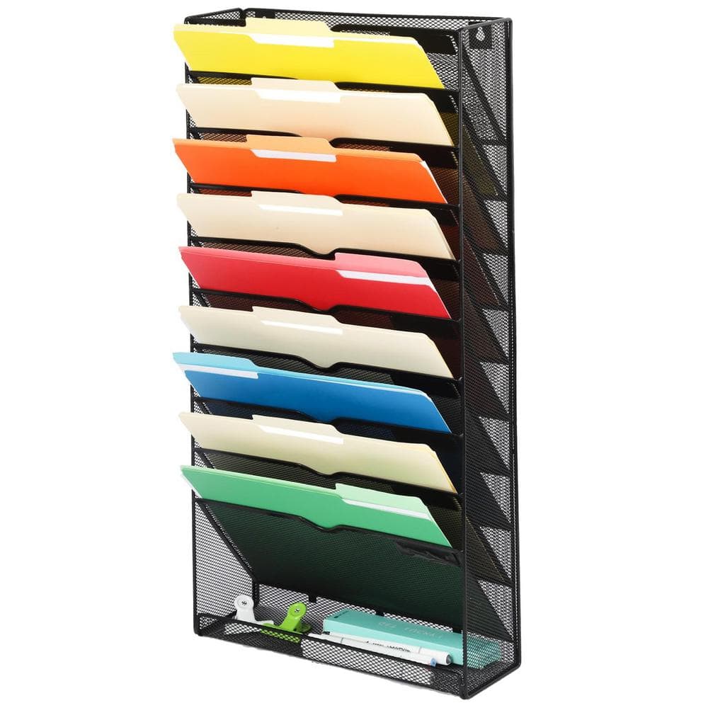 12.5 in. x 4 in. Black Hanging Mails Folders Papers Magazine Organization, 