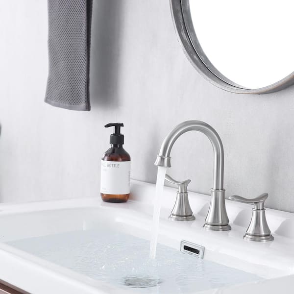 Staykiwi 8 in. Widespread Double Handle Bathroom Faucet in Brushed Nickel