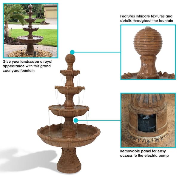 Sunnydaze 80 in. Large Tiered Ball Outdoor Fountain FC-73803 - The