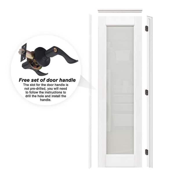 24 in. x 80 in. 1-Lite Frosted Glass Right White Solid Core MDF Single Interior Door Kit w/ Quick Assemble Jamb