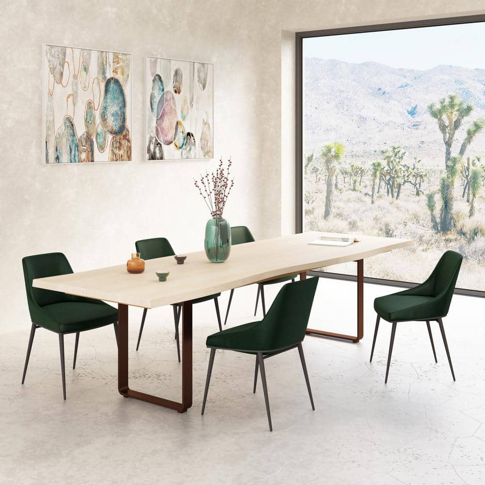 Vivian Green Velvet Upholstered Side Chair with Metal Legs - Set of 2