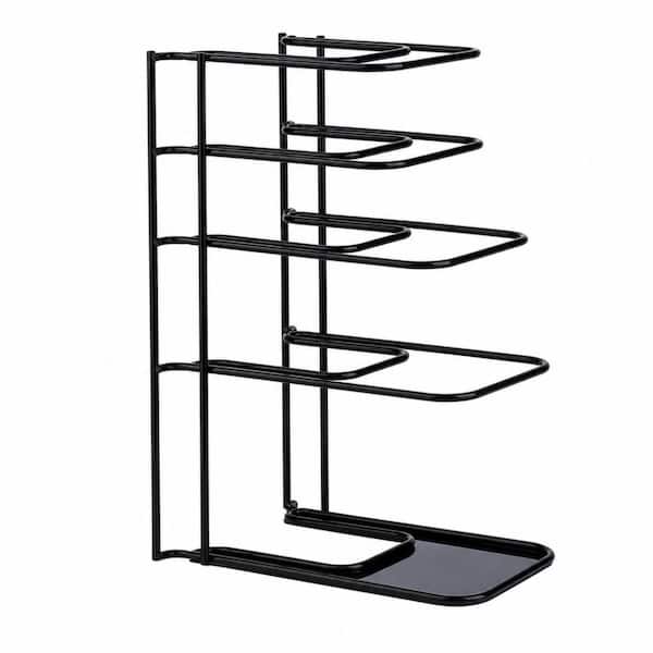 Heavy Duty Standing 5-Tier Black Alloy Steel Pot Rack, Sturdy Construction for Kitchen Cabinet Organization