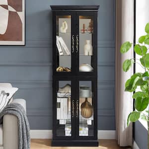 Noble House Polly Walnut Wood 70.9 in. Display Storage Cabinet