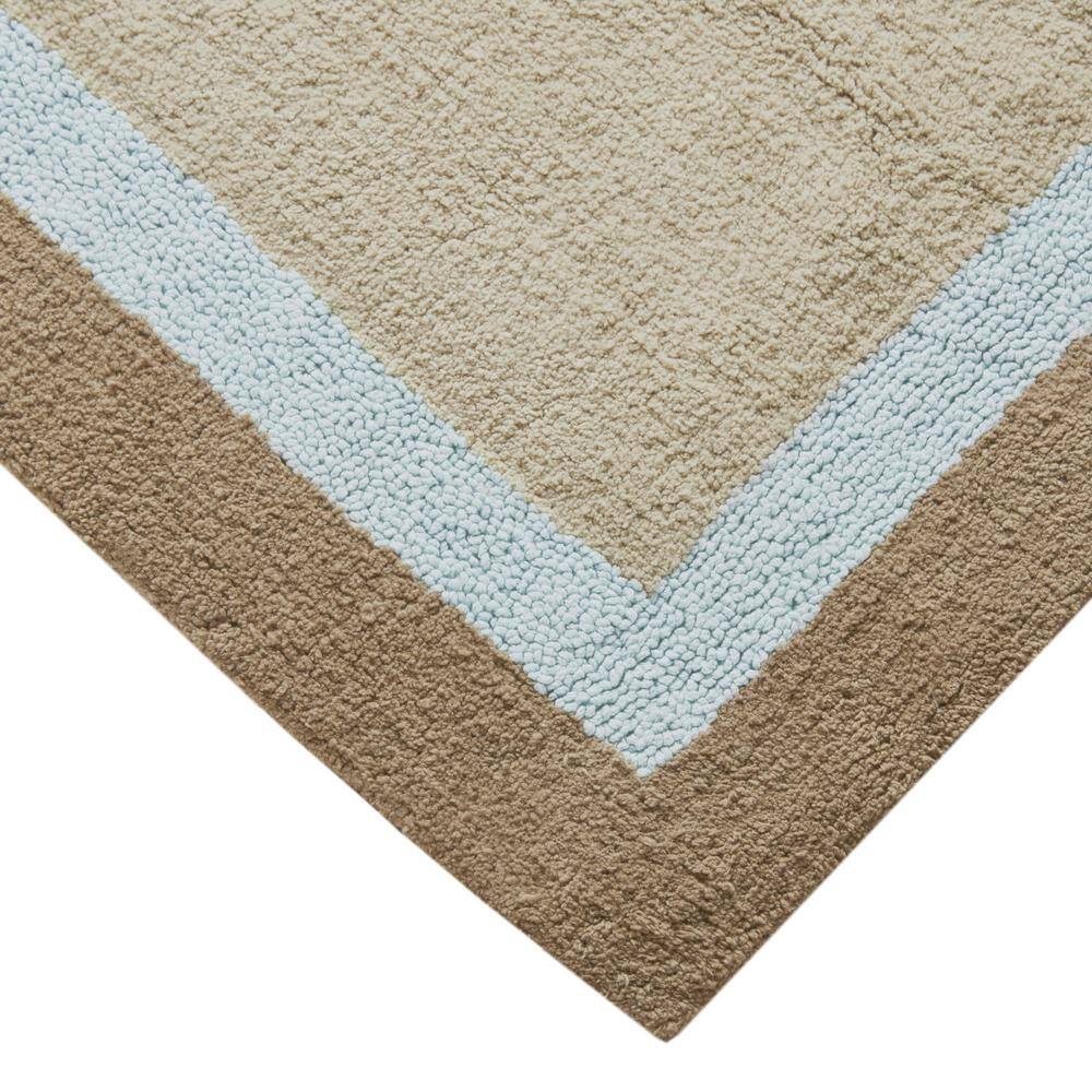 Amherst Brown and Blue Cotton Tufted Bath Rug 20x30