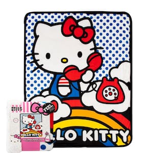 Hello Kitty On The Phone Multi-Colored Silk Touch Multi-Colored Sherpa Blanket