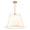 Light Society Lise 22 in. 3-Light Brushed Brass Chandelier with Fabric Shade LS-C555-AB