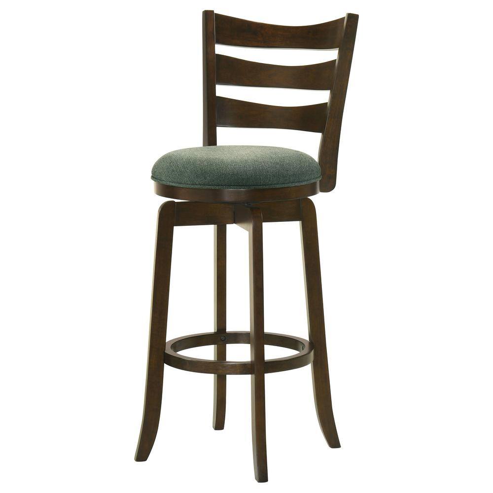 Hunter Green Swivel Wood Bar Stool with Ladder Back