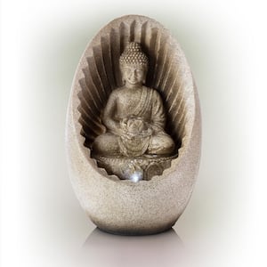 11 in. Tall Indoor/Outdoor Buddha Tabletop Water Fountain with LED Lights