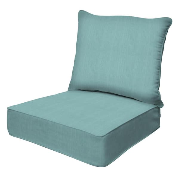 Honeycomb Outdoor Deep Seating Lounge Chair Cushion in Textured Solid Coastal Blue