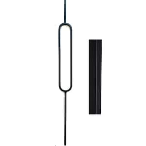 44 in. x 1/2 in. Satin Black Large Oval with Square Base Hollow Wrought Iron Stair Baluster