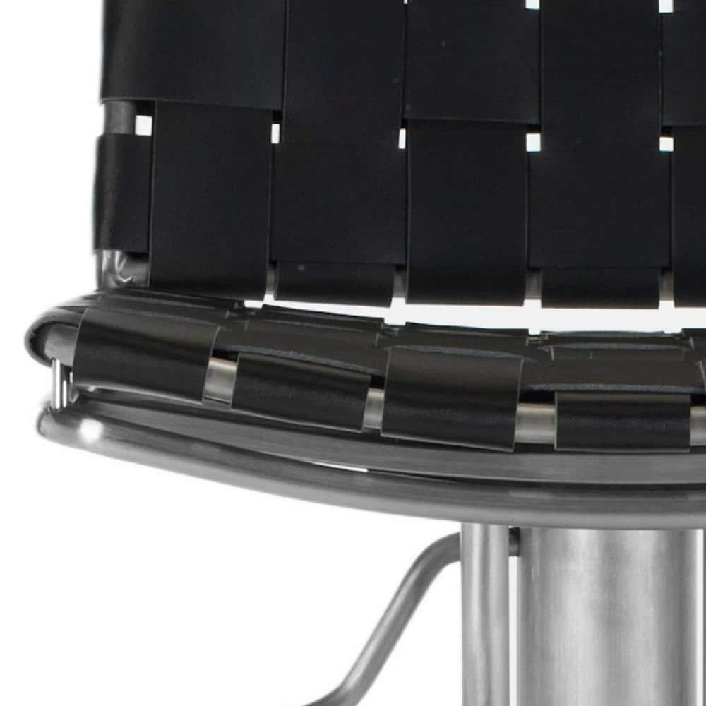 Adjustable Black Leather and Metal Swivel Bar Stool