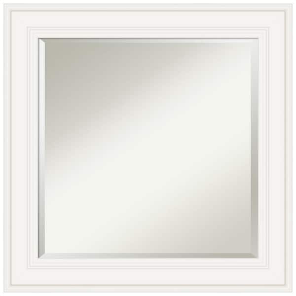 Amanti Art Ridge White 25.5 in. W x 25.5 in. H Framed Beveled Wall Mirror in White