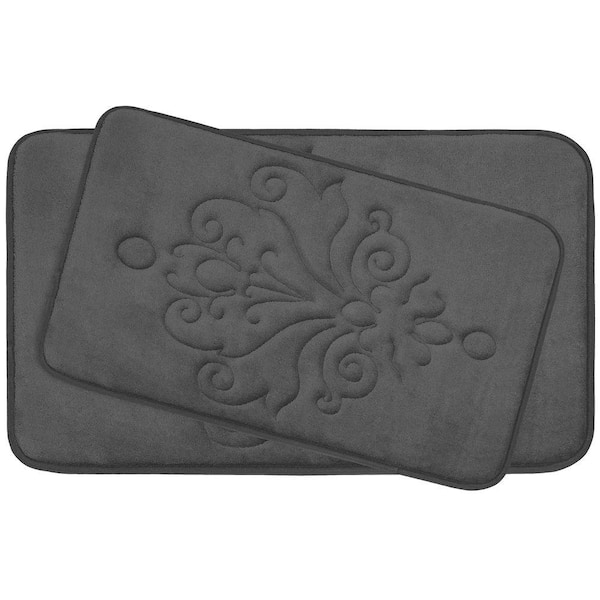 BounceComfort Reve Dark Gray Memory Foam 2-Piece Bath Mat Set