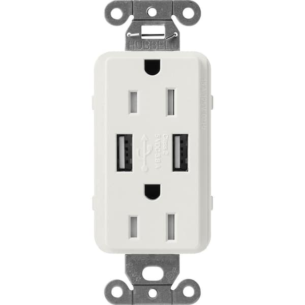 Lutron Claro 15 Amp USB Duplex Outlet, Lunar Gray (SCR-15-UBTR-LG)