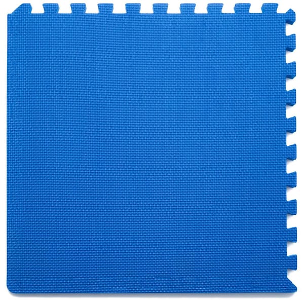 PROSOURCEFIT Rubber Top Thick Exercise Puzzle Mat Blue 24 in. x 24 in. x  0.75 in. EVA Foam Interlocking Tiles (6-Pack (24 sq. ft.) ps-2292-rtt-bb -  The Home Depot