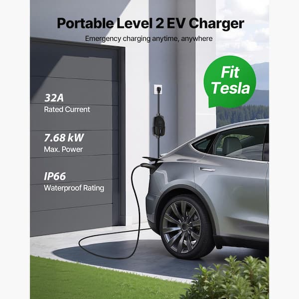 Caricabatterie Tesla Livello 2 - 40A 110-240V Con Cavo 25ft - Spina NEMA 14-50 - Tera P05