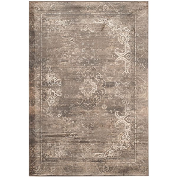 SAFAVIEH Vintage Soft Anthracite 7 ft. x 9 ft. Border Distressed Floral Area Rug