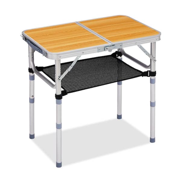 23.8 in. Brown Rectangle Aluminum Picnic Tables with Mesh Storage Bag