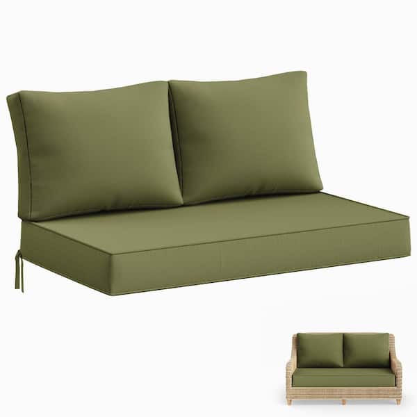 46 in. x 26 in. x 5 in. Outdoor Patio Replacement Loveseat Sofa Cushion Set with Backrest Light Green