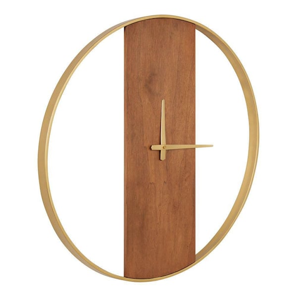 Kate and Laurel Ladd Walnut Brown Analog Wall Clock