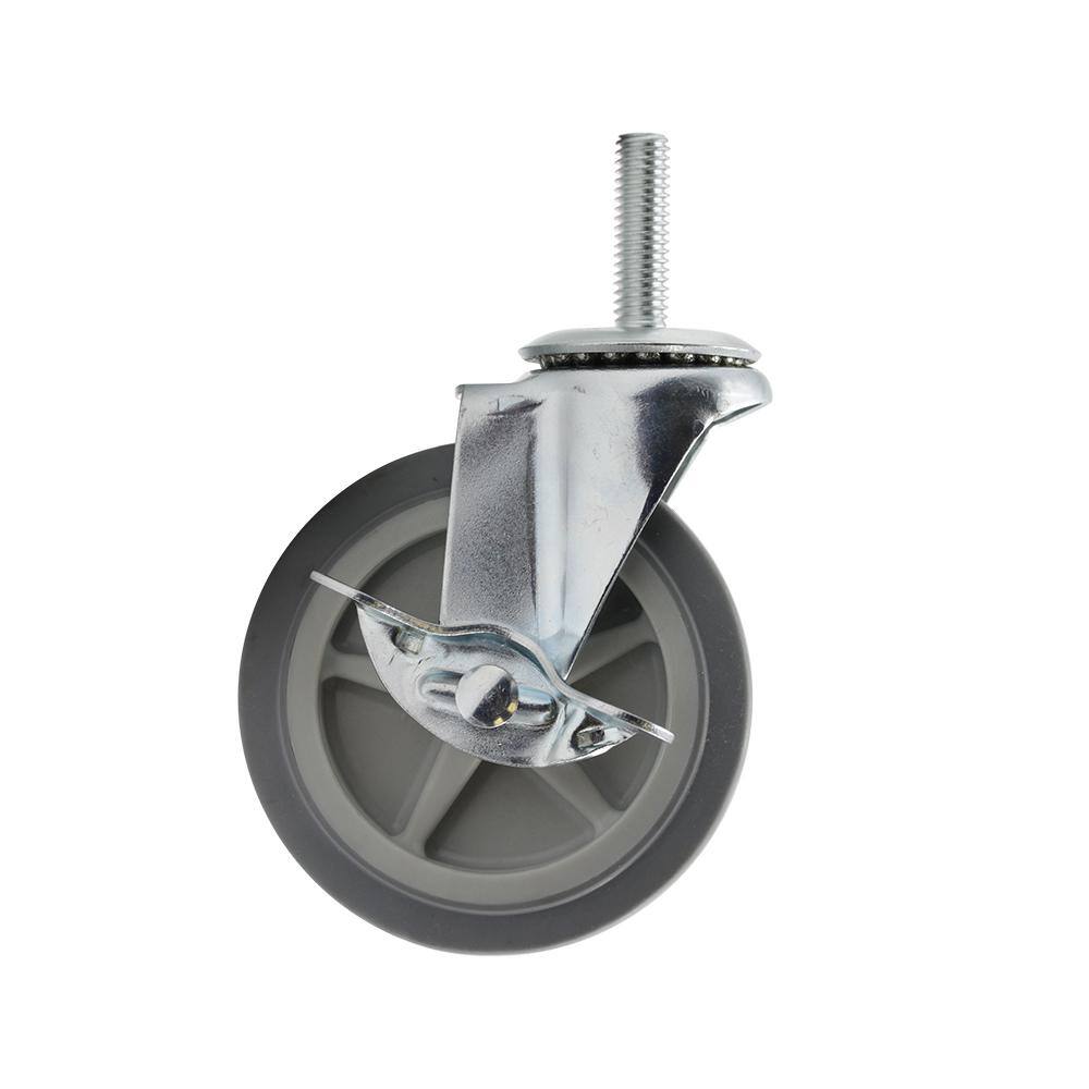 Everbilt 4 in. Medium Duty Gray TPR Caster Stem Mount with Brake 130