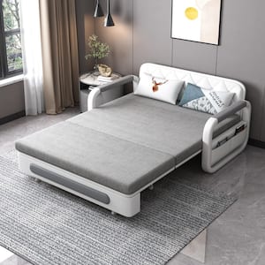 62 in. Gray Polyester Twin Size Sofa Bed