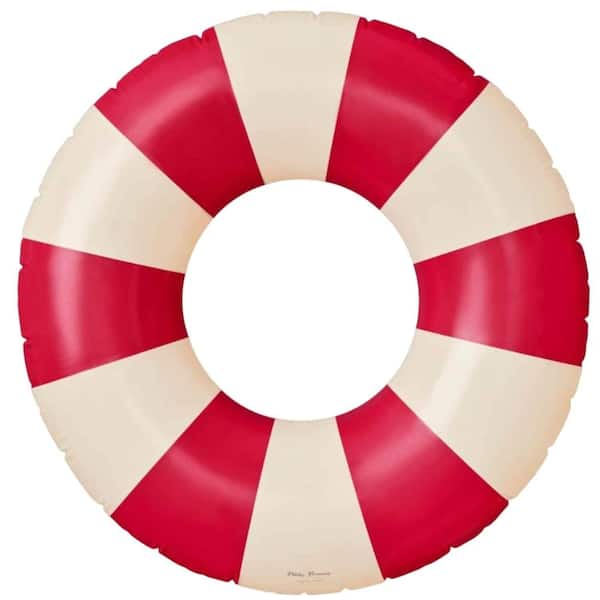 47 in Red Kids Inflatable Donut Pool Float,Striped Design, Soft Comfort Seam,Packable for Travel