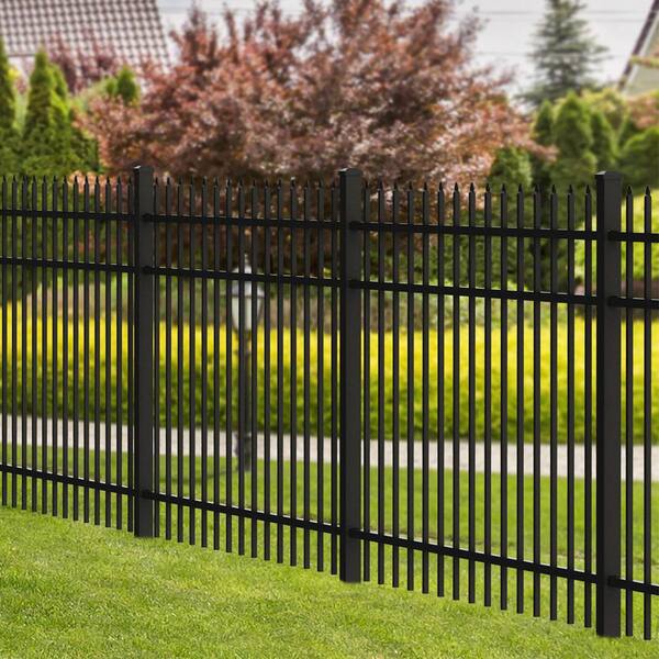 FORGERIGHT 96 in. x 6 ft. Osprey Black Aluminum Line Post with Flat Cap