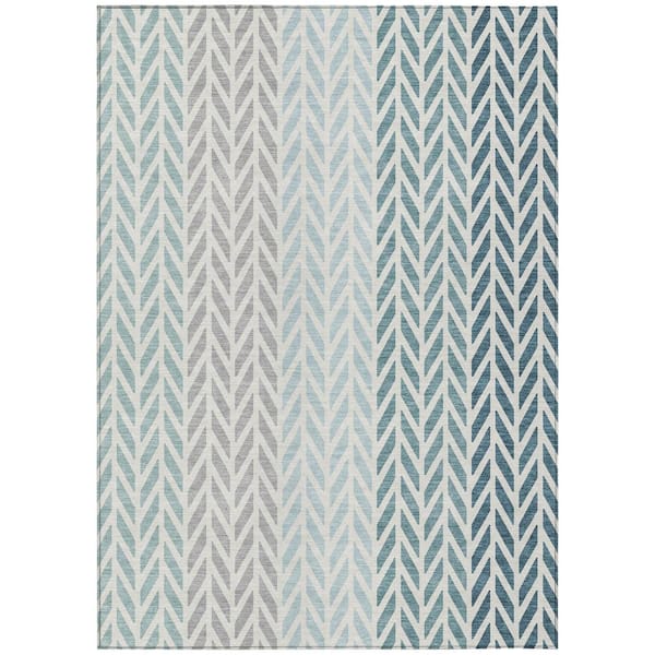 Chantille Machine Washable Indoor/Outdoor Abstract ACN3041 Seafoam 10 ft. x 14 ft. Area Rug