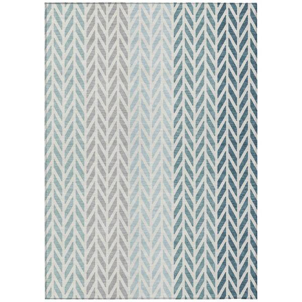 Chantille Machine Washable Indoor/Outdoor Abstract ACN3041 Seafoam 5 ft. x 7 ft. 6 in. Area Rug